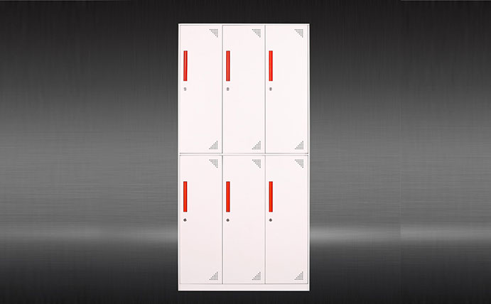 White six-door locker with thin edges 